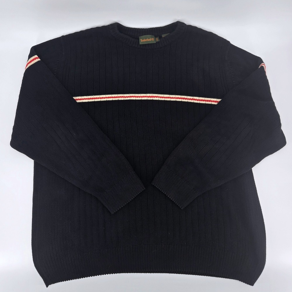 Timberland Cotton Pullover Sweater Ribbed Racing‎ Stripe  XXL Vintage Gorpcore